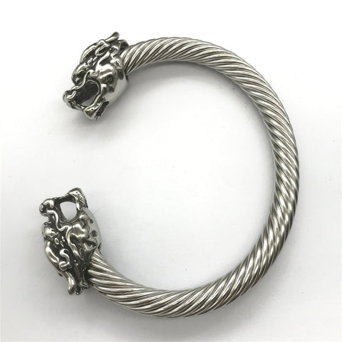 Stainless Steel Rope Chain Round Tip Open Bangle Bracelet | KALIFANO